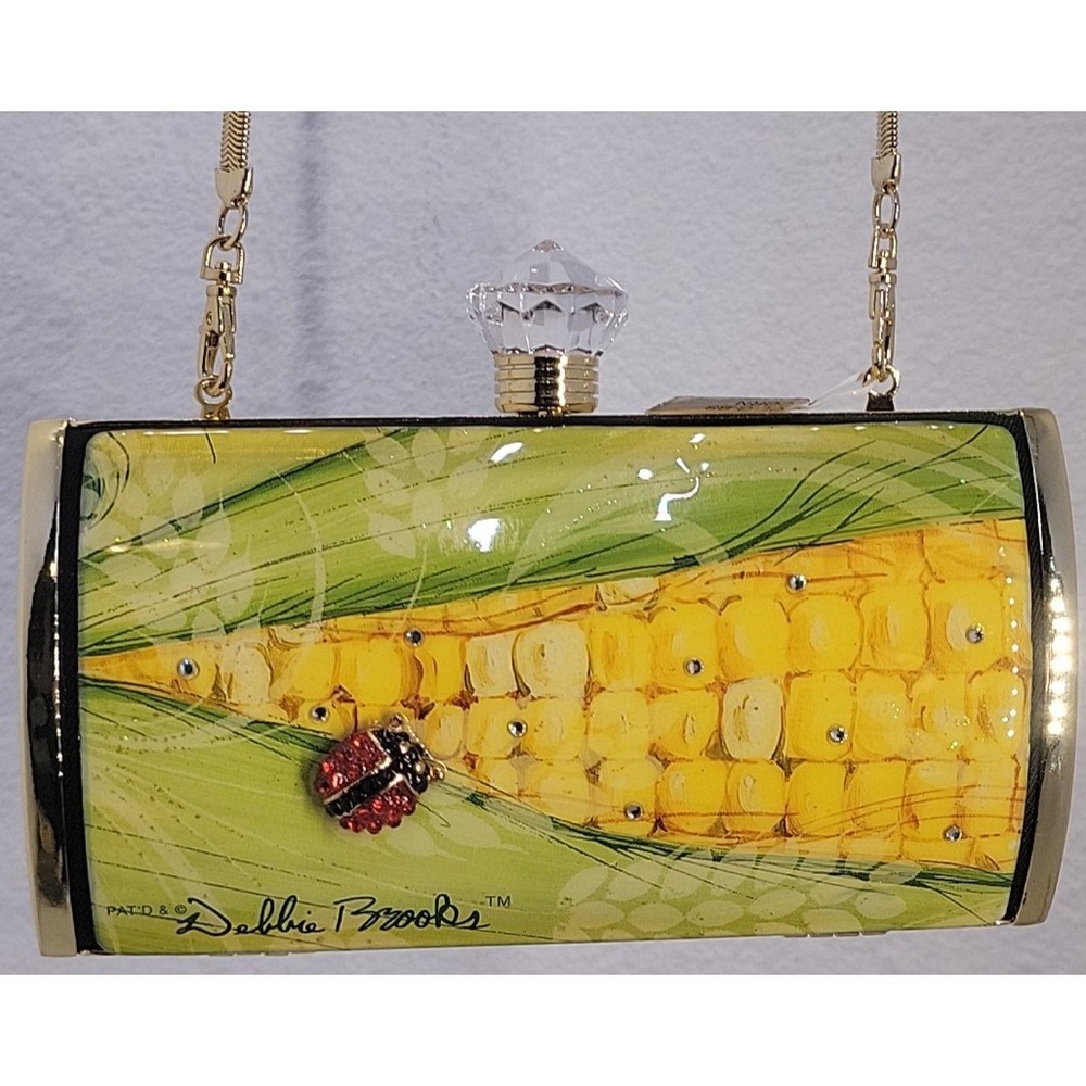 Debbie Brooks Long Clutch Corn Ladybug Handbag Hardshell Swarovski Crytals‎ NWT